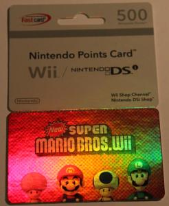 Nintendo Points Card 500 New Super Mario Bros Wii